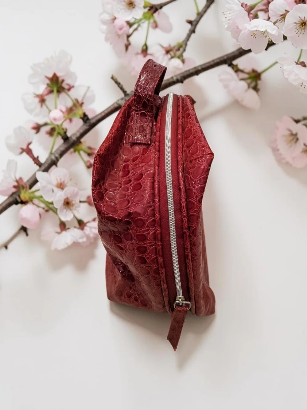 10 / $10 Red Croc-Embossed Women’s Cosmetic Pouch